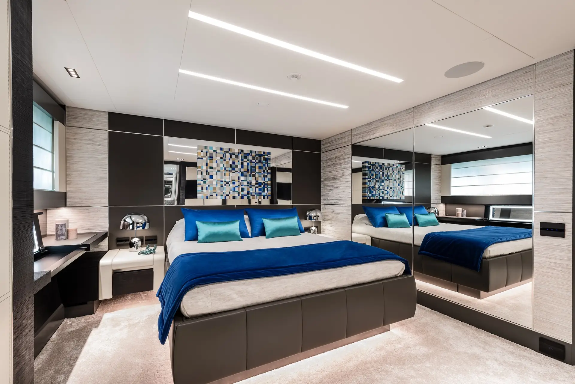 Master suite on the Pershing 140