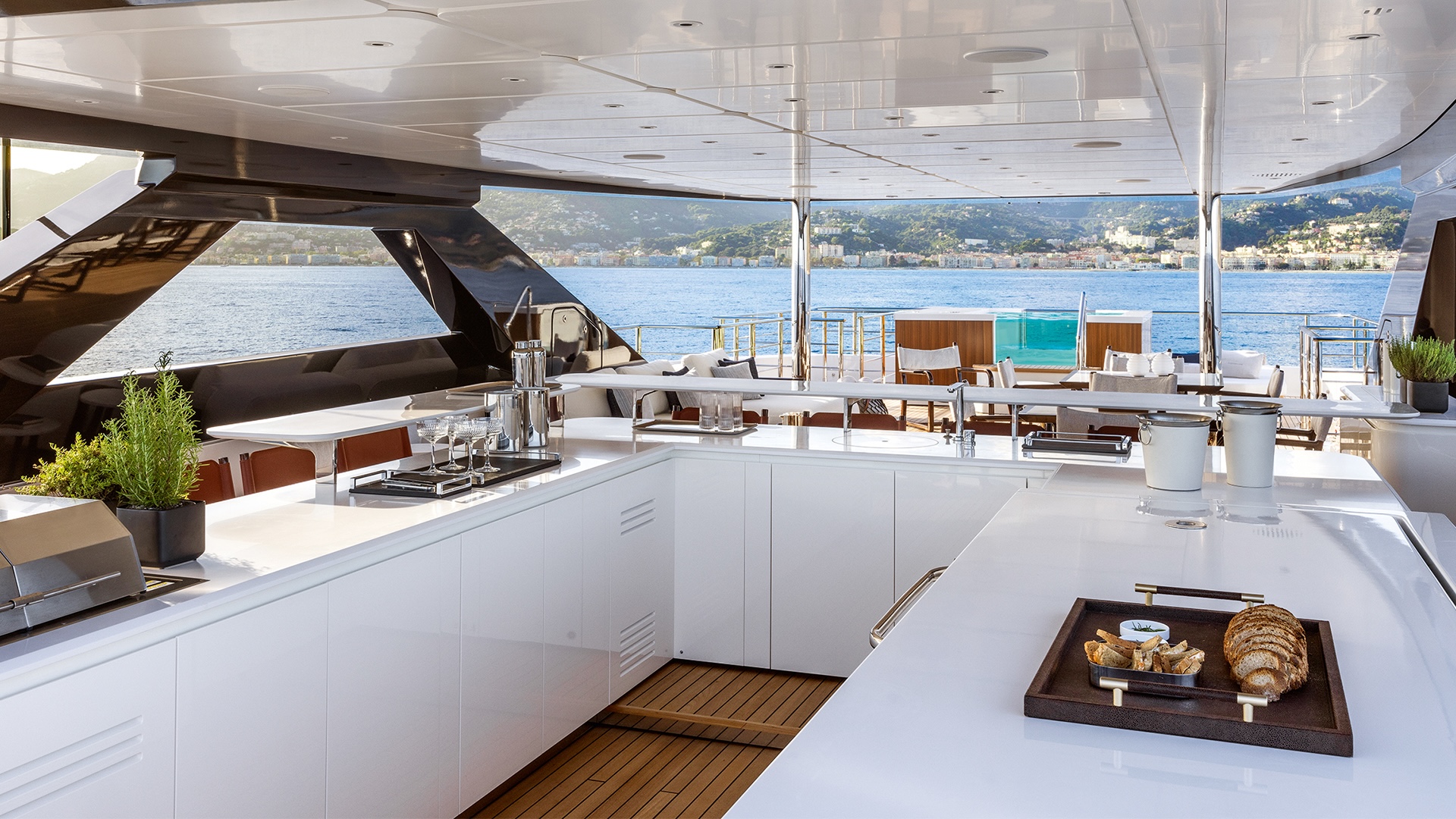 Custom Line 50 sun deck bar