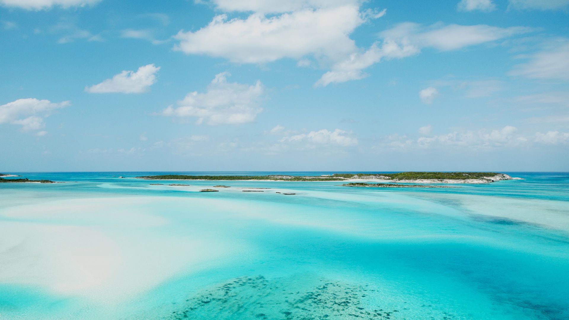 Berry Islands sandbar from the air