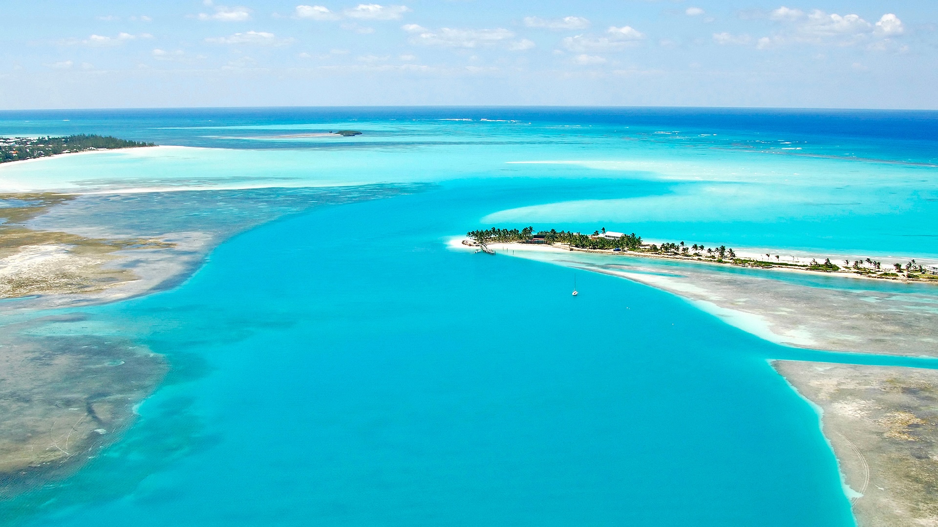 Aerial view of Eleuthera entrance channel