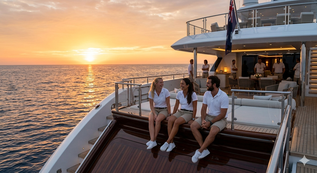 Crew resting on the stern
